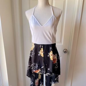 High low floral cross back dress